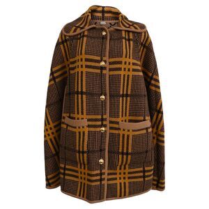 Gucci Love Parade Reversible Jacquard Cape in Brown Wool